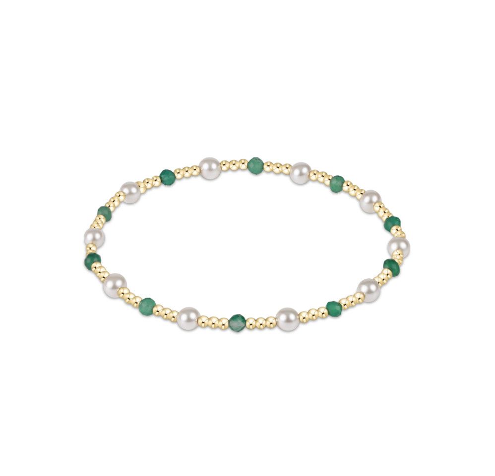 Pearl Sincerity Pattern 4mm Bead Bracelet Green Onyx