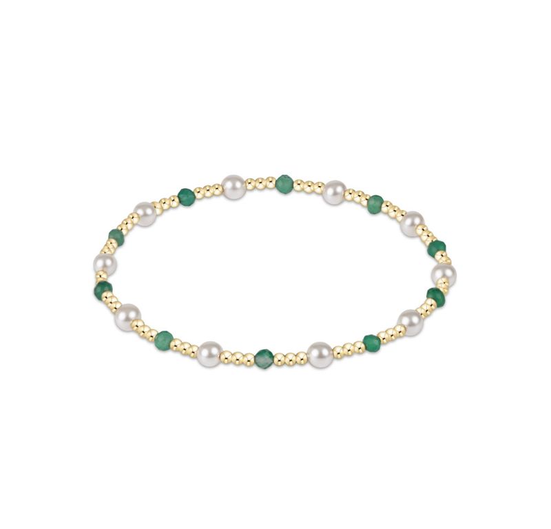 Pearl Sincerity Pattern 4mm Bead Bracelet Green Onyx
