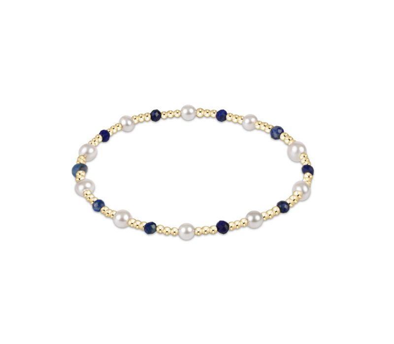 Pearl Sincerity Pattern 4mm Bead Bracelet Lapis