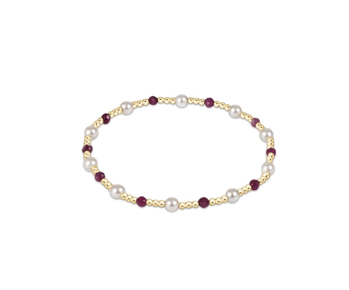 Pearl Sincerity Pattern 4mm Bead Bracelet Ruby