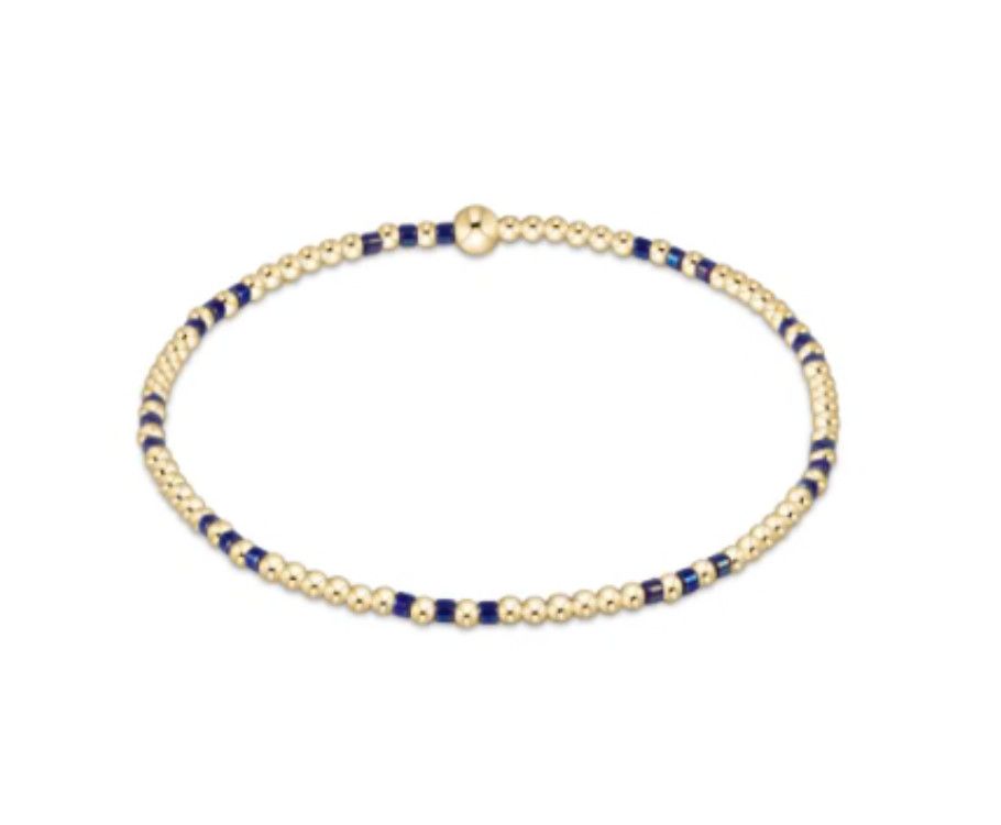 Hope Joy Pattern 2mm Bead Bracelet Blue Metallic
