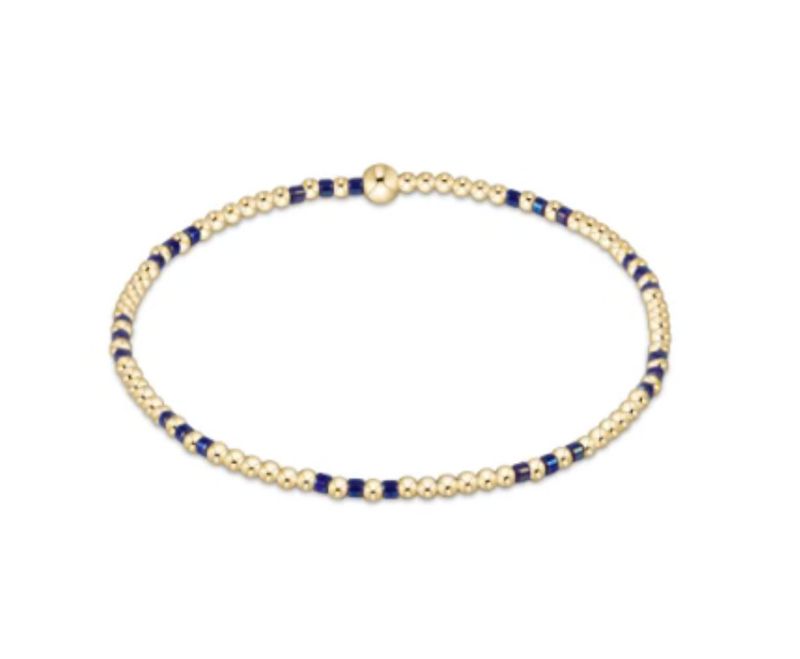 Hope Joy Pattern 2mm Bead Bracelet Blue Metallic