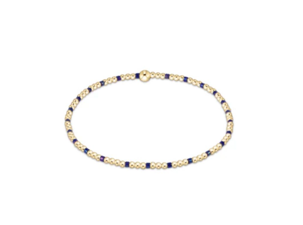 Hope Sincerity Pattern 2mm Bead Bracelet Blue Metallic