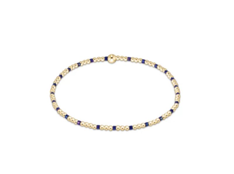 Hope Sincerity Pattern 2mm Bead Bracelet Blue Metallic