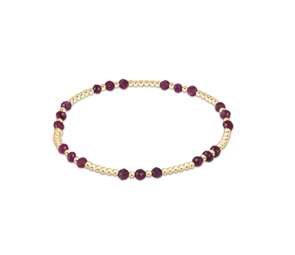 Gemstone Gold Joy Pattern 3mm Bead Bracelet Ruby