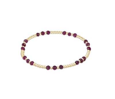 Gemstone Gold Joy Pattern 3mm Bead Bracelet Ruby
