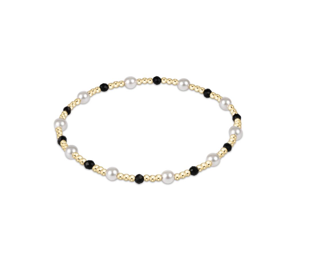Pearl Sincerity Pattern 4mm Bead Bracelet Faceted Onyx