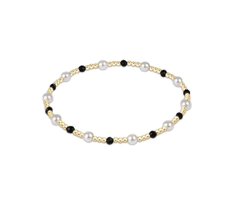Pearl Sincerity Pattern 4mm Bead Bracelet Faceted Onyx