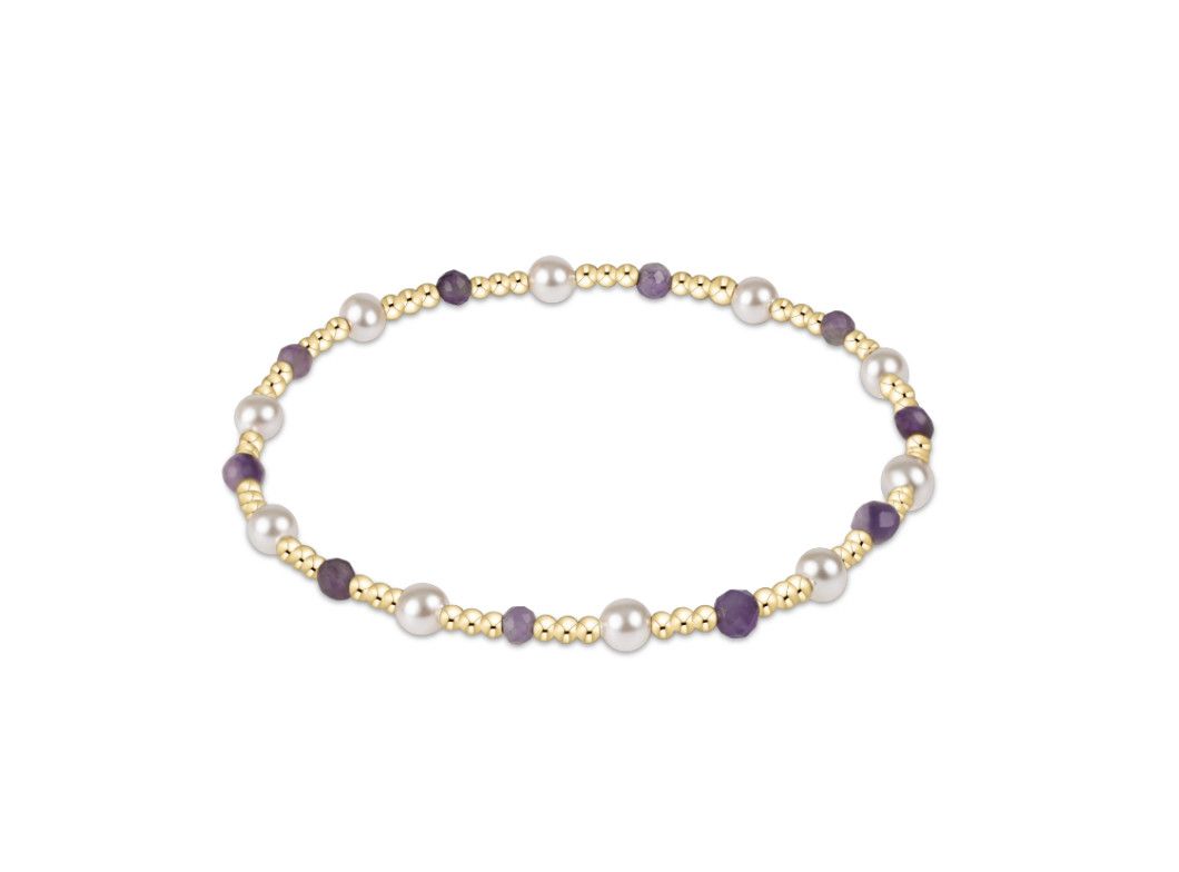 Pearl Sincerity Pattern 4mm Bead Bracelet Amethyst