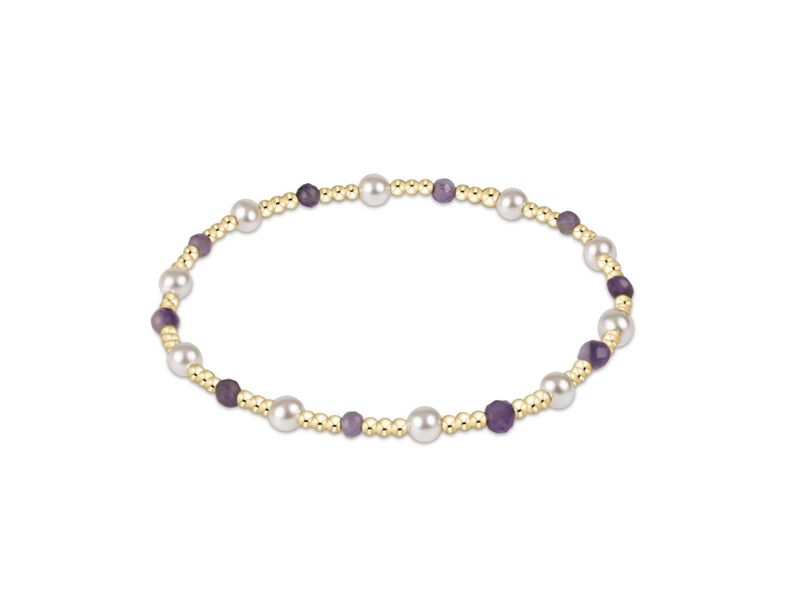Pearl Sincerity Pattern 4mm Bead Bracelet Amethyst