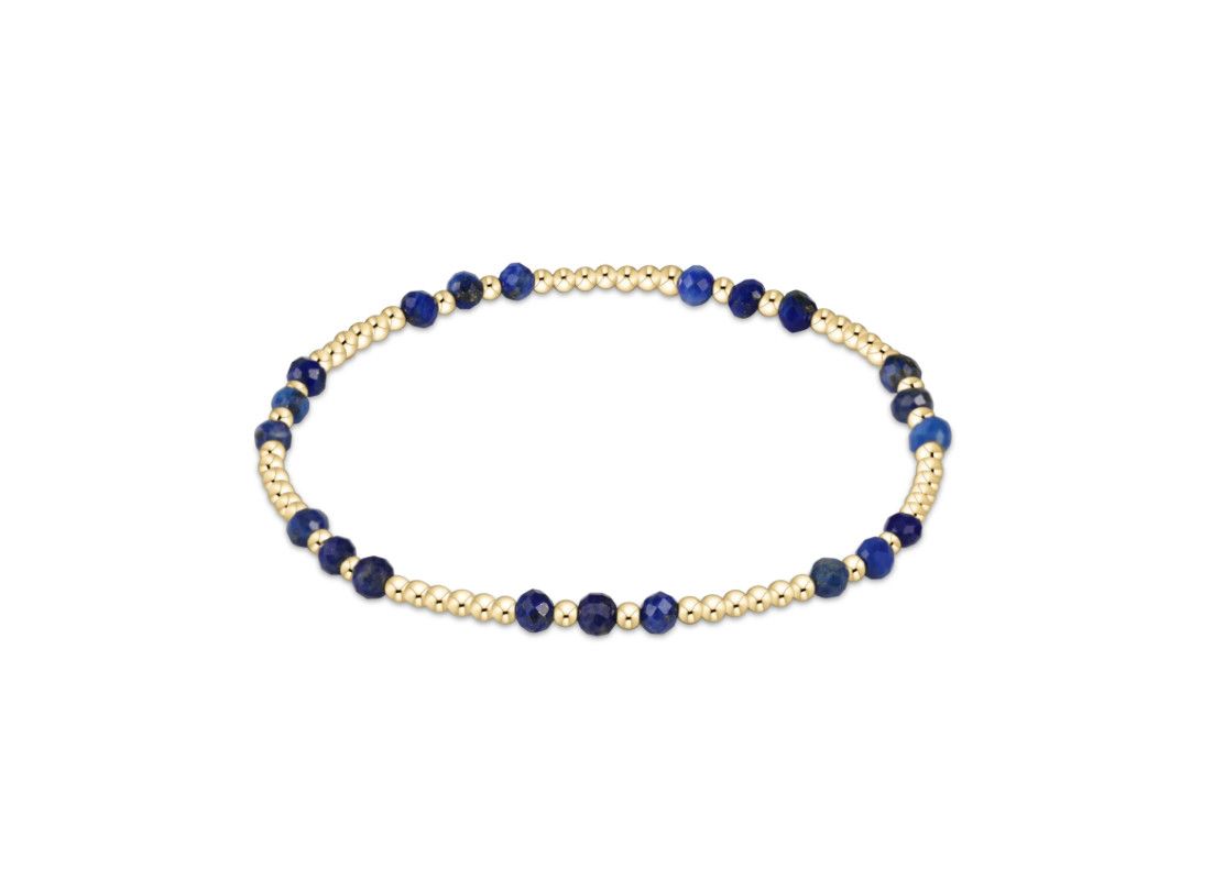 Gemstone Gold Joy Pattern 3mm Bead Bracelet Lapis