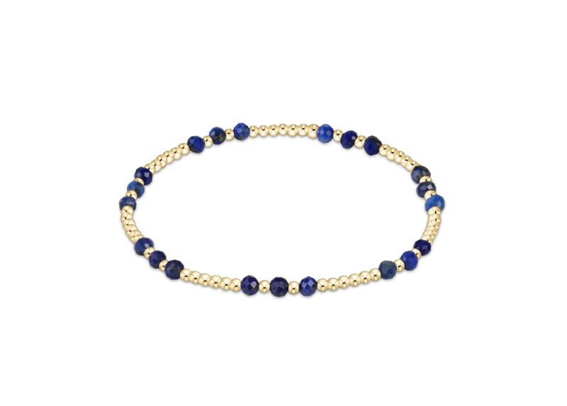 Gemstone Gold Joy Pattern 3mm Bead Bracelet Lapis