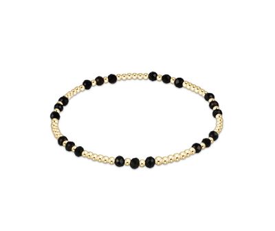 Gemstone Gold Joy Pattern 3mm Bead Bracelet Faceted Onyx