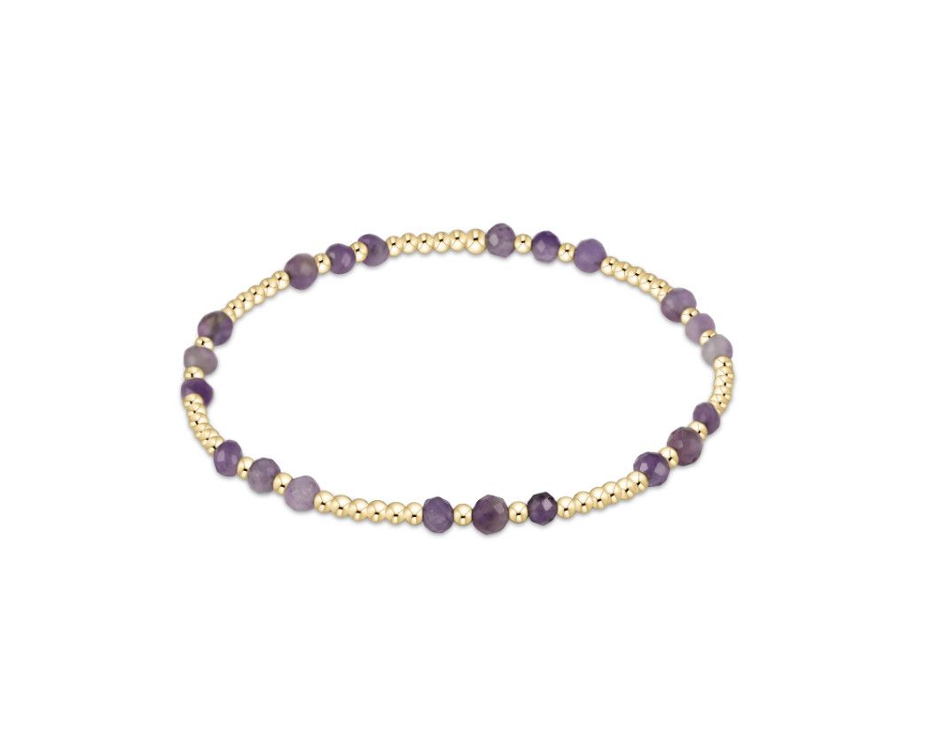 Gemstone Gold Joy Pattern 3mm Bead Bracelet Amethyst