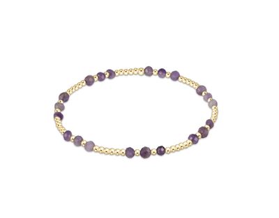 Gemstone Gold Joy Pattern 3mm Bead Bracelet Amethyst