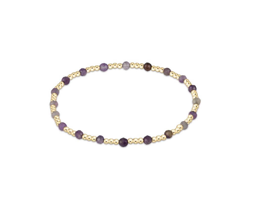 Gemstone Gold Sincerity Pattern 3mm Bead Bracelet Amethyst