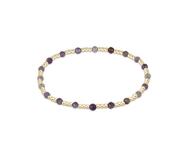 Gemstone Gold Sincerity Pattern 3mm Bead Bracelet Amethyst