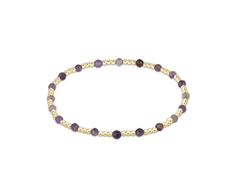 Gemstone Gold Sincerity Pattern 3mm Bead Bracelet Amethyst