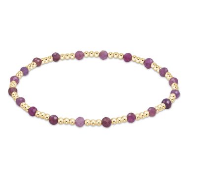 Gemstone Gold Sincerity Pattern 3mm Bead Bracelet Ruby