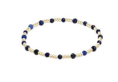 Gemstone Gold Sincerity Pattern 3mm Bead Bracelet Lapis