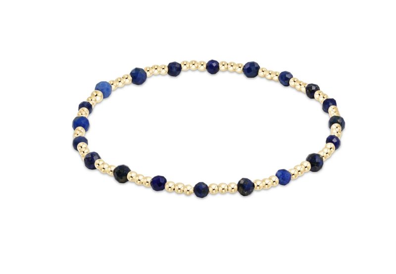 Gemstone Gold Sincerity Pattern 3mm Bead Bracelet Lapis