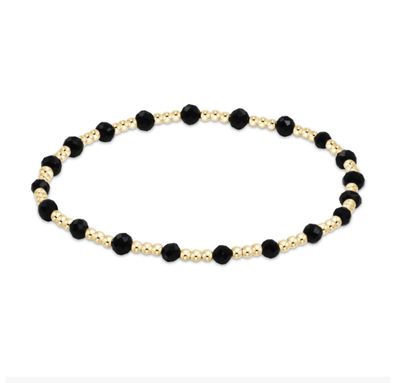 Gemstone Gold Sincerity Pattern 3mm Bead Bracelet Faceted Onyx