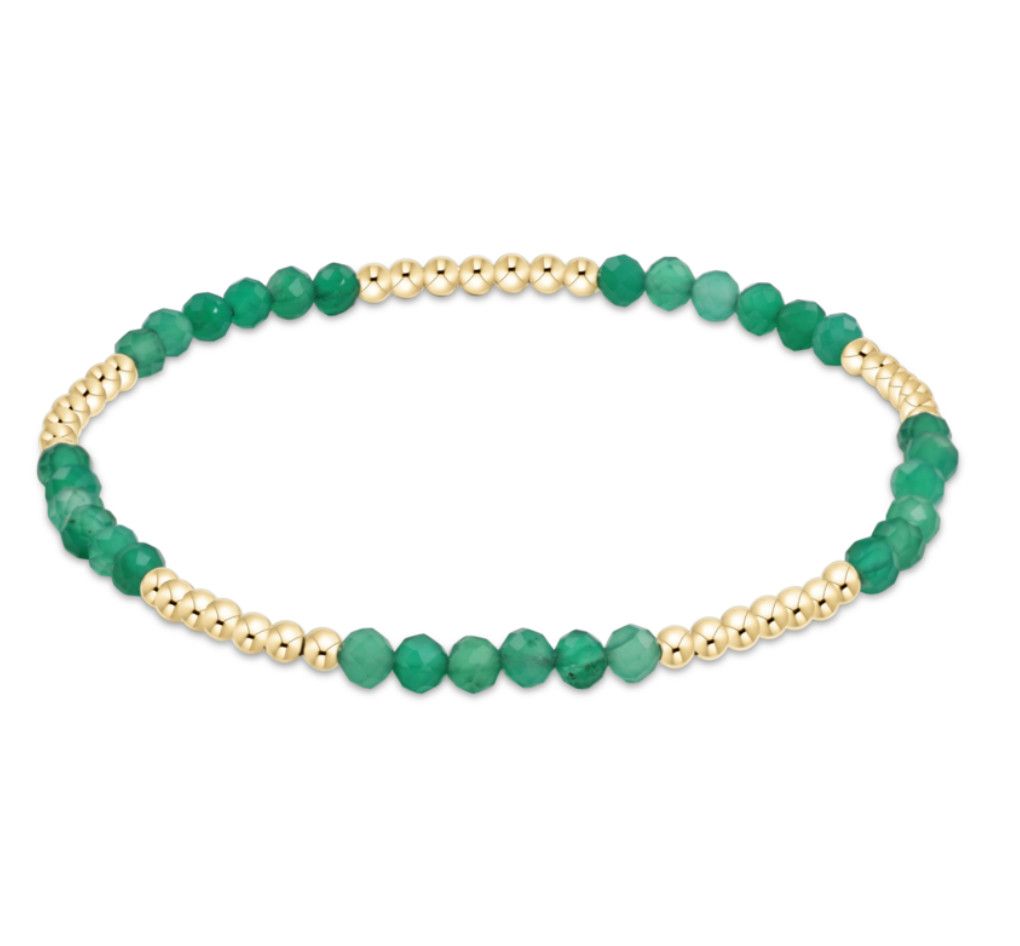 Blissful Pattern 2.5mm Bead Bracelet Green Onyx