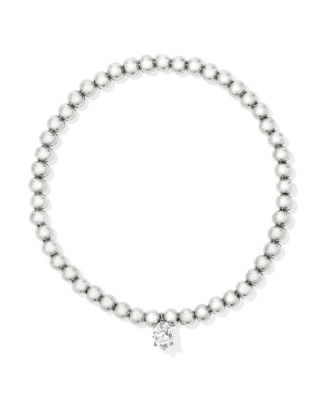 The Cailin Stretch Bracelet in Silver White Crystal