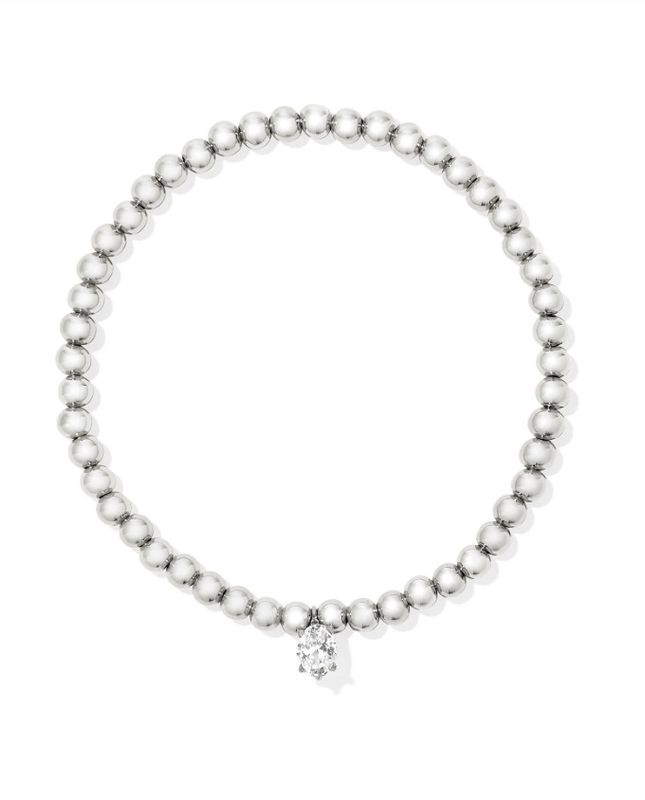 The Cailin Stretch Bracelet in Silver White Crystal