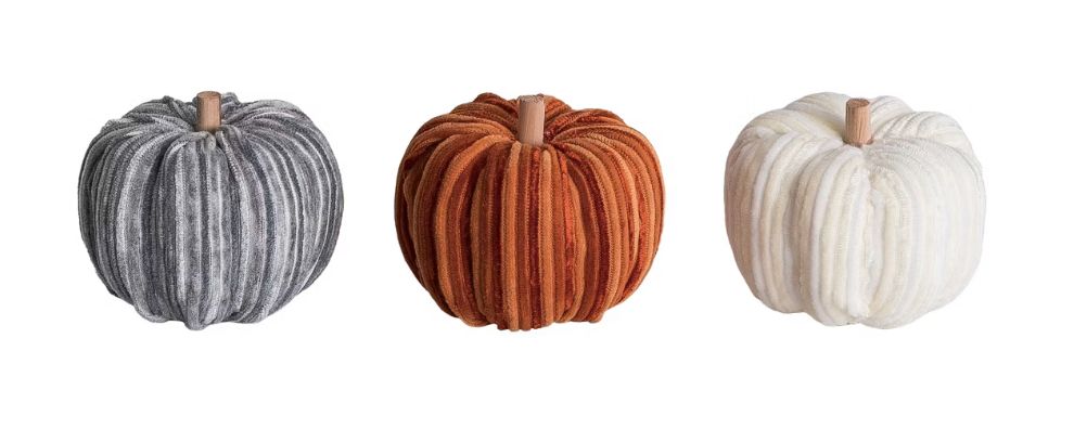 Boxed Mini Velvet Pumpkins Set of 3