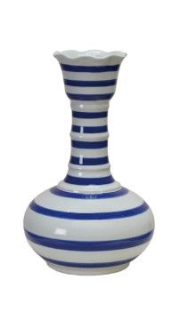 Stoneware Patterned Vase | Blue Horizontal Stripe