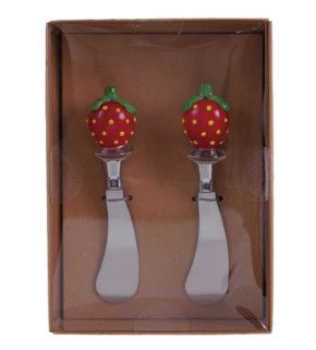Strawberry Handled Canape Knives Set of 2