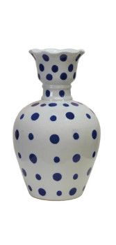 Stoneware Patterned Vase | Blue Dot