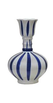 Stoneware Patterned Vase | Blue Vertical Stripe