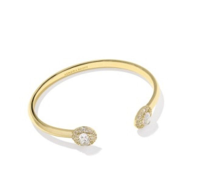 The Bella Cuff Bracelet in Gold White Crystal