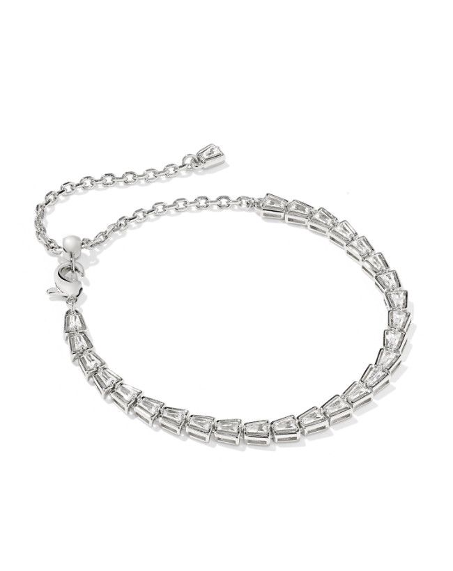 The Bella Tennis Bracelet in Silver White Crystal