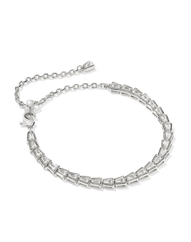 The Bella Tennis Bracelet in Silver White Crystal