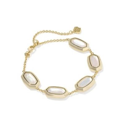 The Elaina Bezel Bracelet in Gold Ivory Mother of Pearl