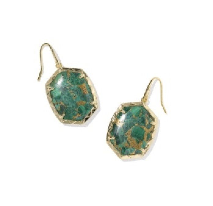 The Daphne Drop Earrings Gold Bronze Malachite
