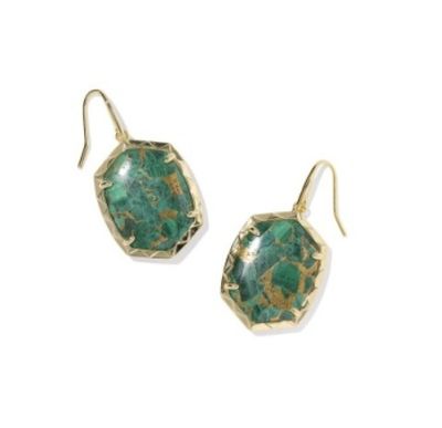 The Daphne Drop Earrings Gold Bronze Malachite