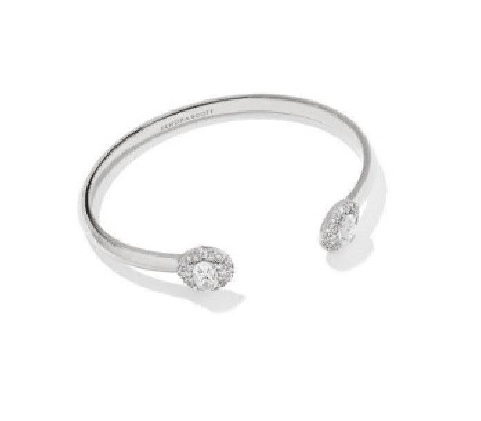 The Bella Cuff Bracelet in Silver White Crystal