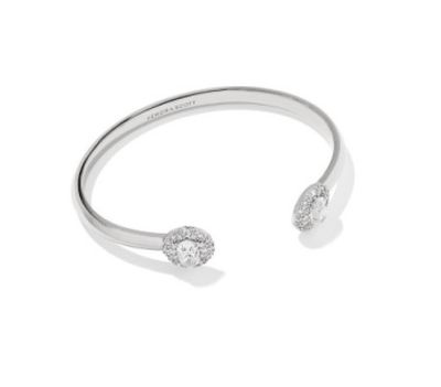 The Bella Cuff Bracelet in Silver White Crystal