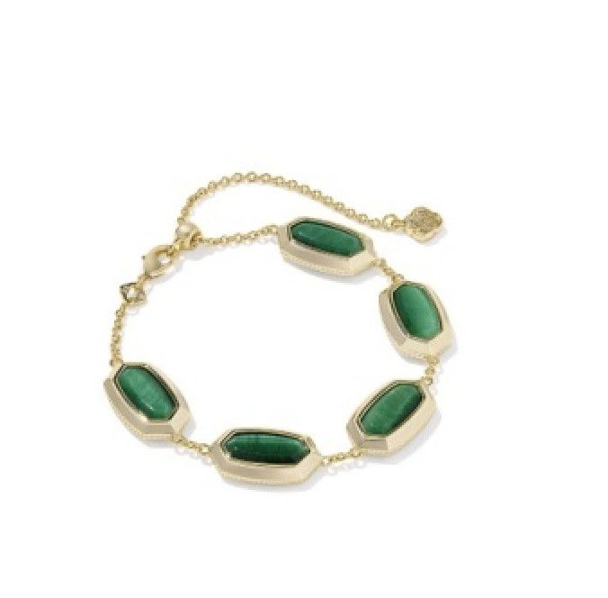 The Elaina Bezel Bracelet in Gold Green Tiger&#39;s Eye