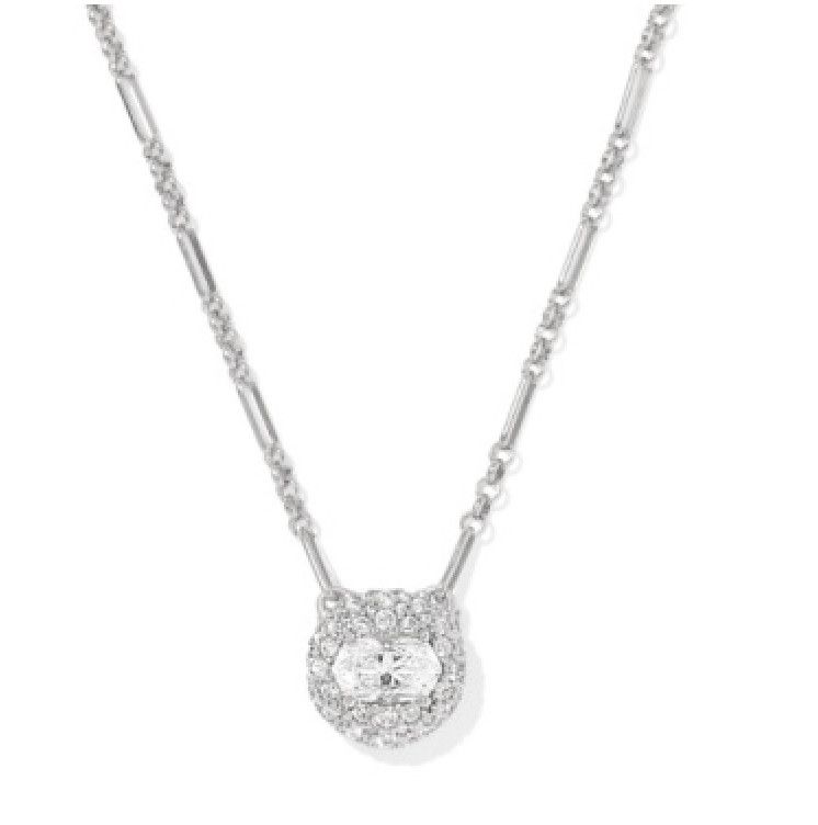 The Bella Pendant Necklace in SIlver White Crystal