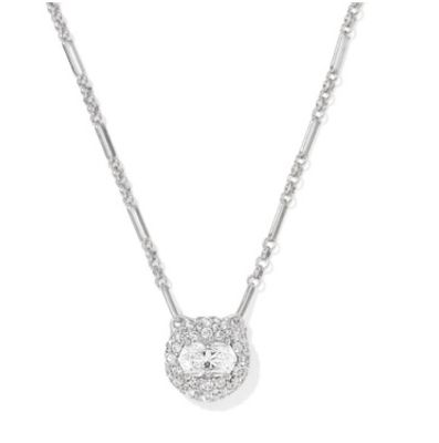 The Bella Pendant Necklace in SIlver White Crystal