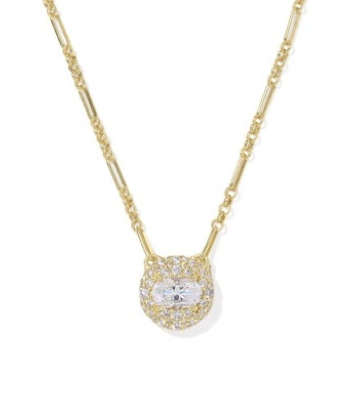 The Bella Pendant Necklace in Gold White Crystal