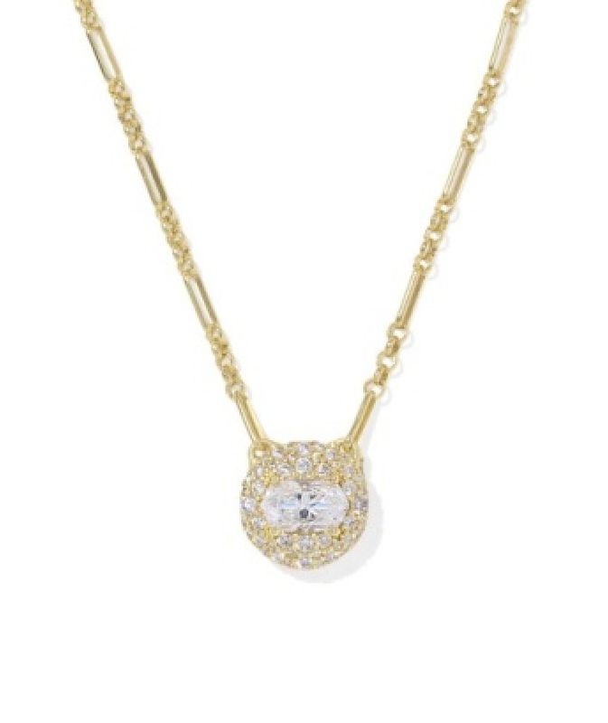 The Bella Pendant Necklace in Gold White Crystal