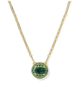 The Bella Pendant Necklace in Gold Dark Green Crystal