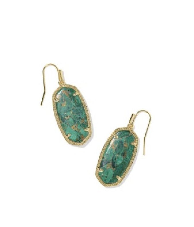 The Elle Drop Earrings in Gold Bronze Malachite
