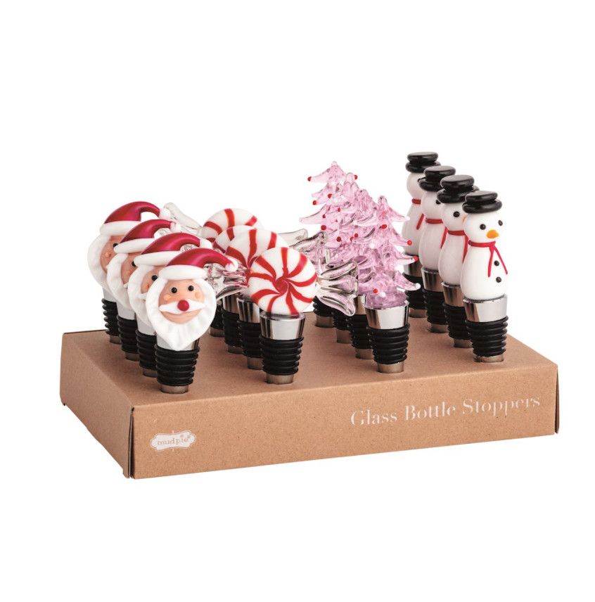Christmas Glass Bottle Stopper, Style: Peppermint